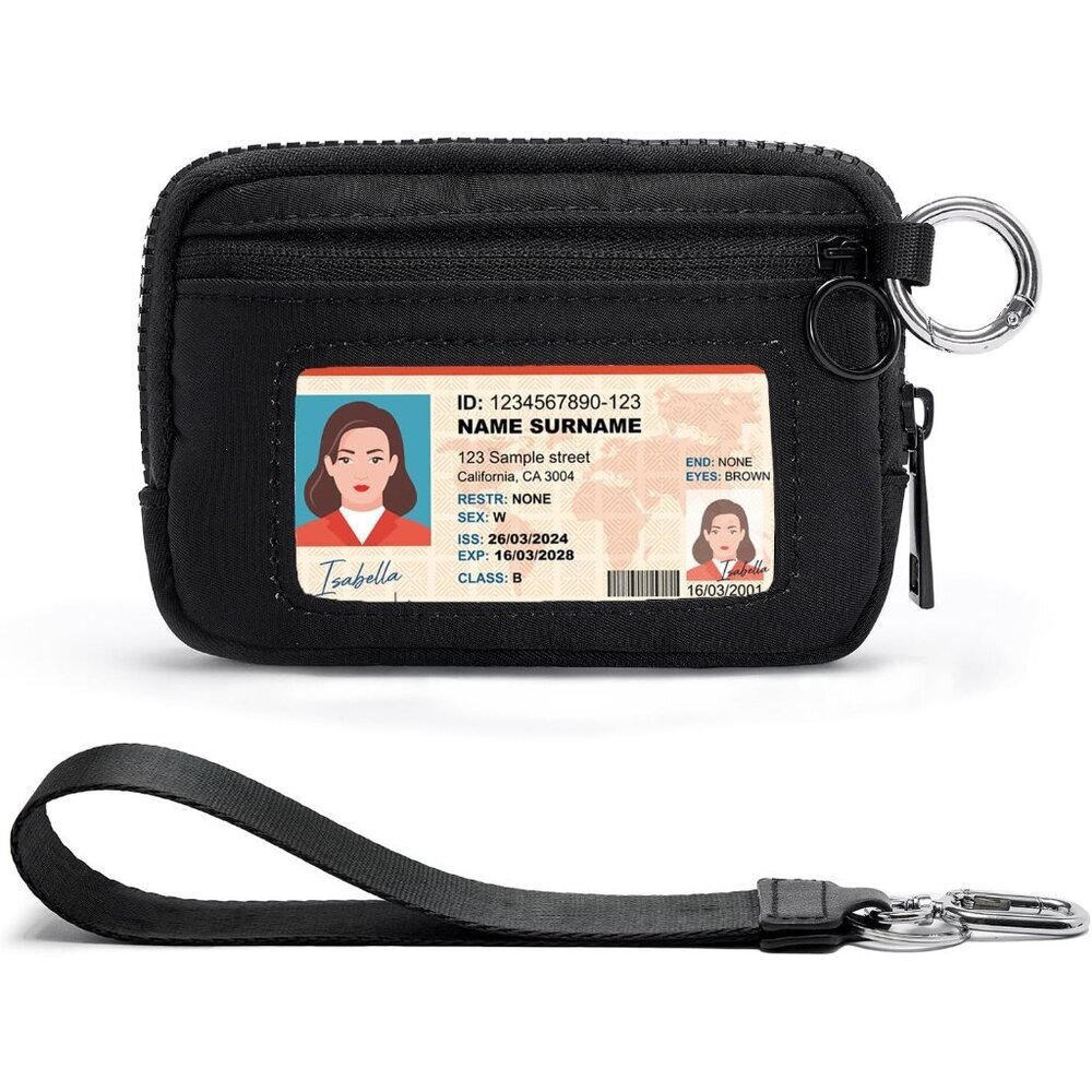 The Iris Wallet for Women Mini Zip Card Case with Clear ID Window Zipper Coin Pu